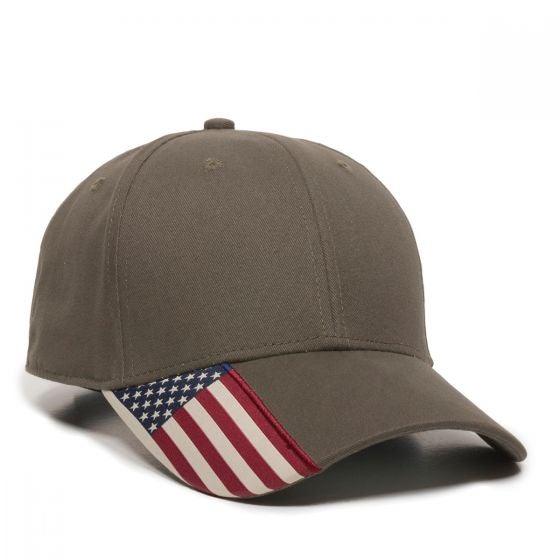 Brushed Twill Hat with Flag Visor - Baseball Hats -Sport-Smart.com